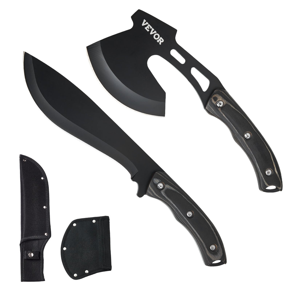 VEVOR Hunting Knife and Axe Set with Sheath, Fixed Blade Tactical Knife and Camping Axe, Stainless Steel Survival Gear for Outdoor Activities