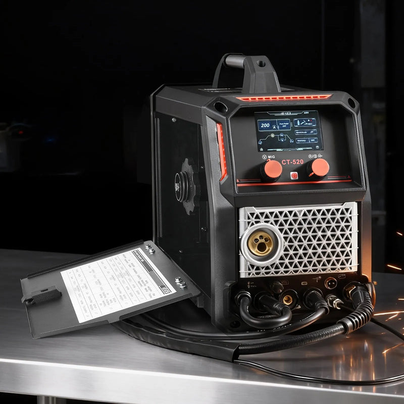 VEVOR 5-in-1 plazmas griezējs un metināšanas iekārta – CUT/TIG/Gāzes MIG/Flux MIG/MMA, 50 A bezkontakta plazmas griešanas iekārta un 200 A sinerģiskais metinātājs, 220 V alumīnija Pulse MIG metinātājs ar spolītes pistoles (Spool Gun) savietojamību