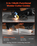 VEVOR 3-in-1 plazmas griezējs un metināšanas iekārta – CUT/TIG/MMA, 50 A plazmas griešanas iekārta un 200 A TIG/MMA metinātājs, LED digitālais displejs ar 2T/4T/PA/PT funkcijām, mājas remontam un darbnīcām, 220 V