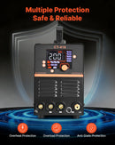 VEVOR 3-in-1 plazmas griezējs un metināšanas iekārta – CUT/TIG/MMA, 50 A plazmas griešanas iekārta un 200 A TIG/MMA metinātājs, LED digitālais displejs ar 2T/4T/PA/PT funkcijām, mājas remontam un darbnīcām, 220 V