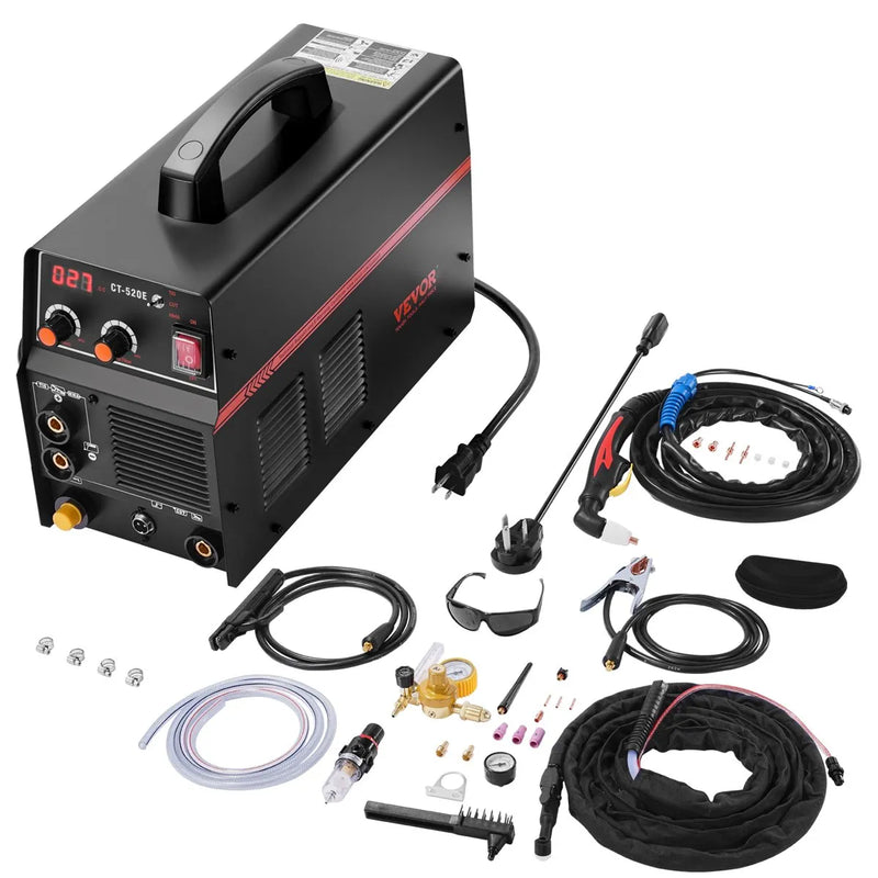 VEVOR 3-in-1 plazmas griezējs-metāla metinātājs CT-520E TIG/MMA plazmas griezējs, 110/220 V