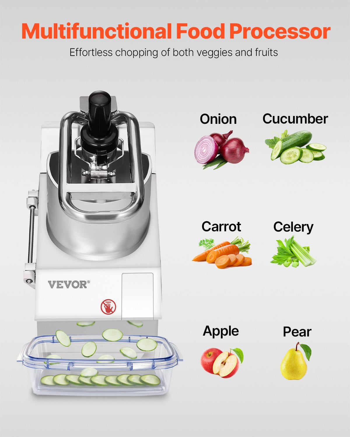 VEVOR Food Processor and Vegetable Cutter with 6 Blades, Stainless Steel, Commercial