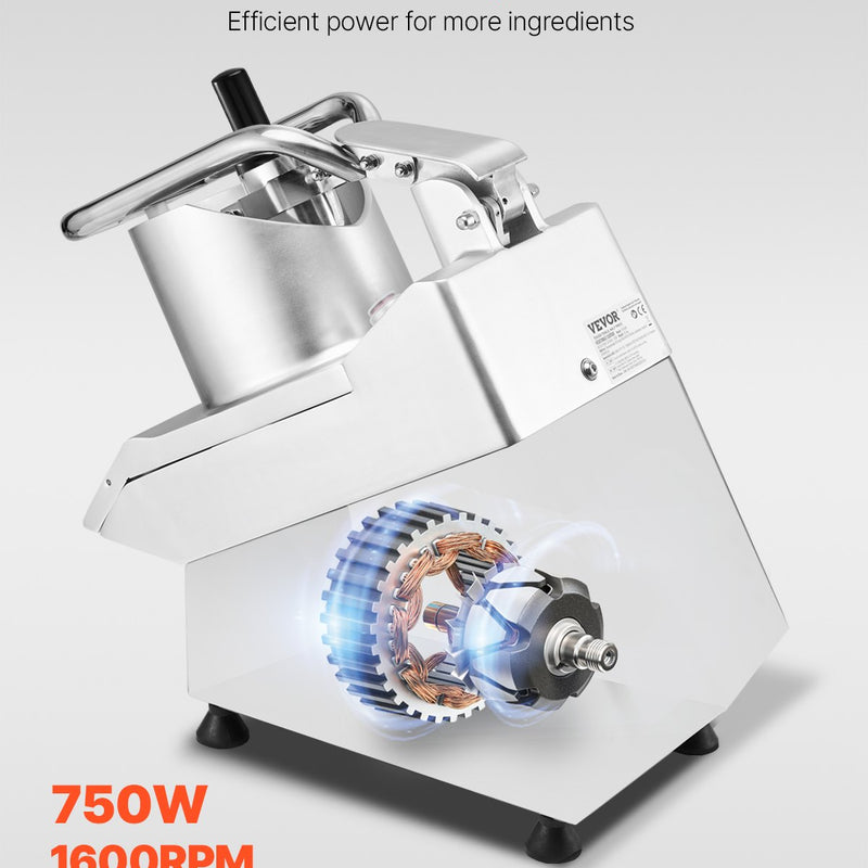 VEVOR pārtikas smalcinātājs un dārzeņu griezējs ar 6 asmeņiem, pārtikas kvalitātes nerūsējošais tērauds