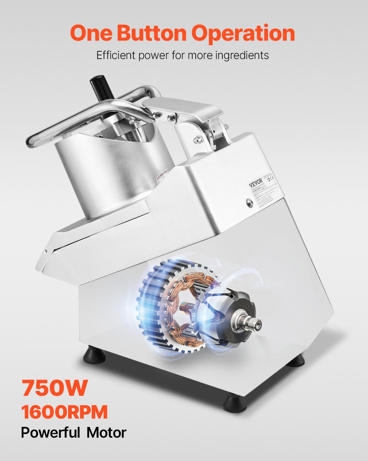 VEVOR Food Processor and Vegetable Cutter with 6 Blades, Stainless Steel, Commercial