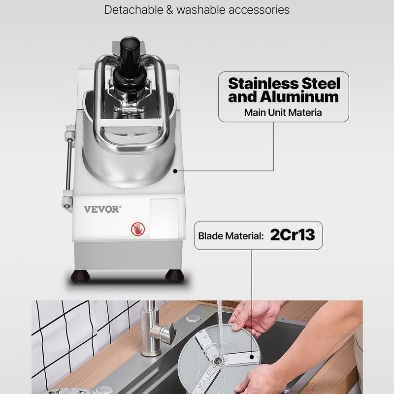 VEVOR pārtikas smalcinātājs un dārzeņu griezējs ar 6 asmeņiem, pārtikas kvalitātes nerūsējošais tērauds