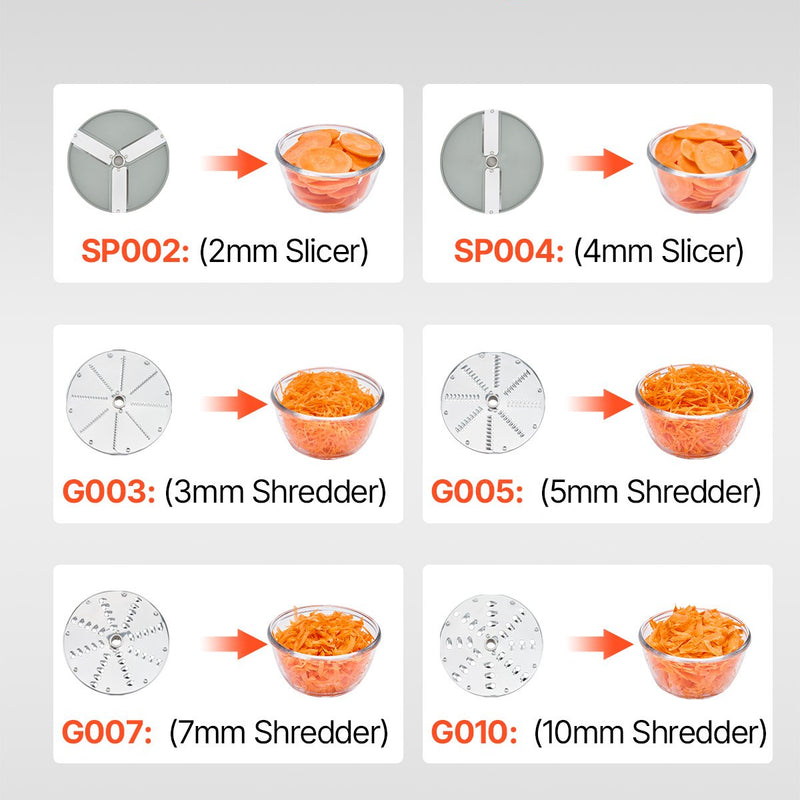 VEVOR pārtikas smalcinātājs un dārzeņu griezējs ar 6 asmeņiem, pārtikas kvalitātes nerūsējošais tērauds