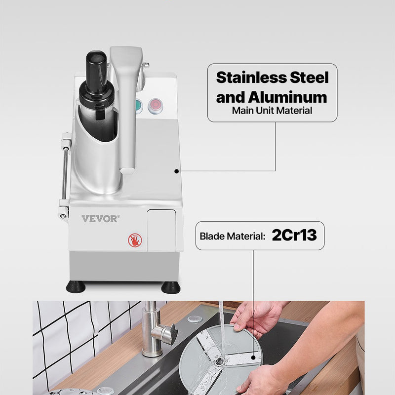 VEVOR pārtikas smalcinātājs un dārzeņu griezējs ar 6 asmeņiem, pārtikas kvalitātes nerūsējošais tērauds