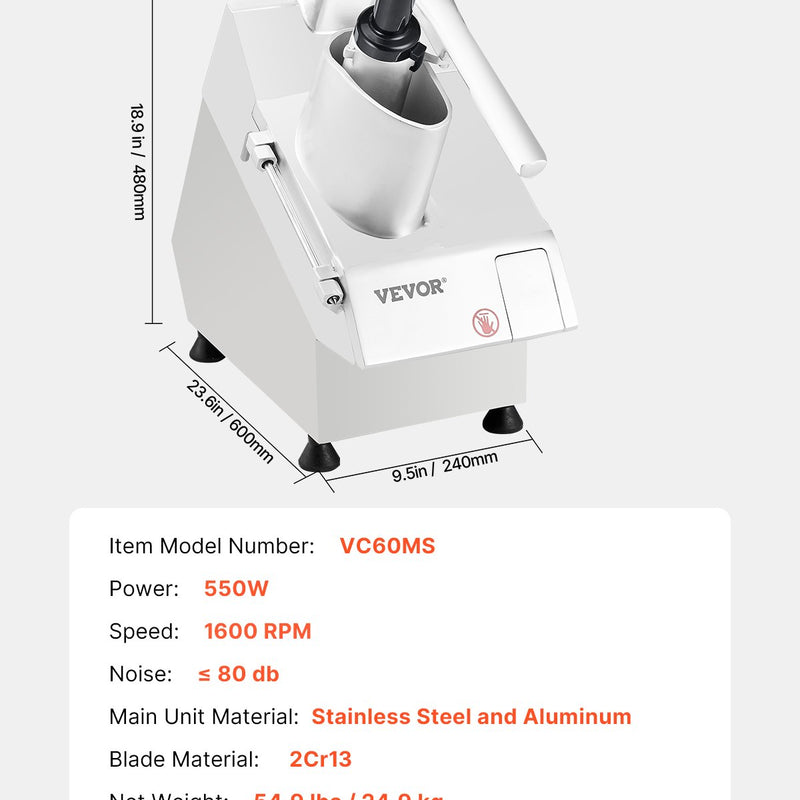 VEVOR pārtikas smalcinātājs un dārzeņu griezējs ar 6 asmeņiem, pārtikas kvalitātes nerūsējošais tērauds