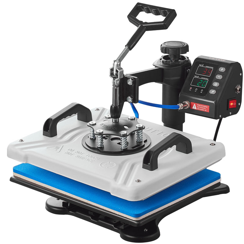 VEVOR 10-in-1 Siltuma prese 30x38 cm, 1000W, 360° rotācijas svārsta veids, balta siltuma prese T-kreklu sublimācijai, divu cauruļu sildīšana DIY pildspalvām, cepurēm, krūzēm un T-krekliem