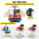 VEVOR 30x38 cm 10-in-1 termoprese, 1000 W daudzfunkcionāla termopreses iekārta ar 360° rotāciju, T-kreklu, krūžu, cepuru un pildspalvu sublimācijas prese