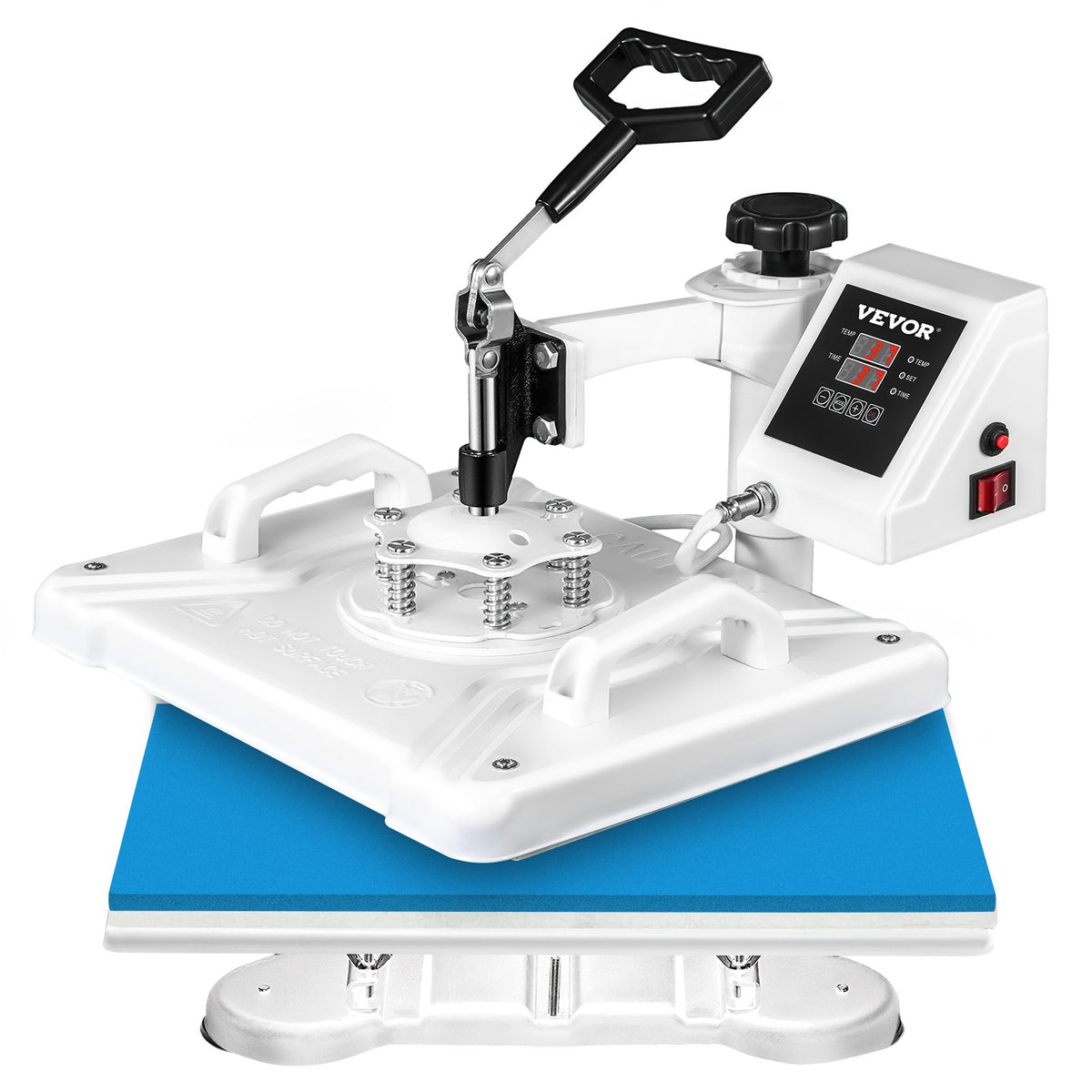 VEVOR kuumpress 30 × 38 cm 5-in-1, 1250 W, 360° pööratav, jalatsitele, mütsidele ja T-särkidele, valge