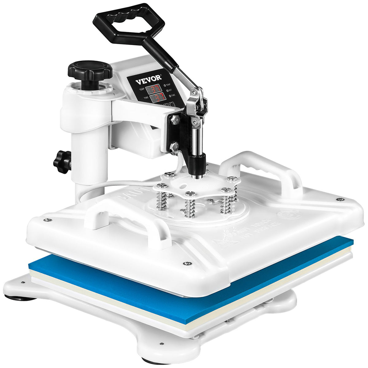 VEVOR kuumpress 30 × 38 cm 5-in-1, 1250 W, 360° pööratav, jalatsitele, mütsidele ja T-särkidele, valge