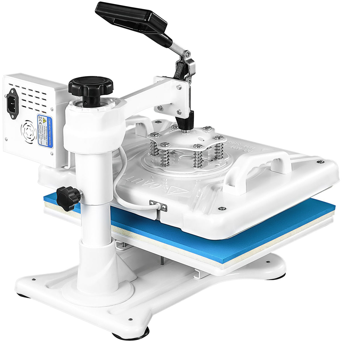 VEVOR kuumpress 30 × 38 cm 5-in-1, 1250 W, 360° pööratav, jalatsitele, mütsidele ja T-särkidele, valge