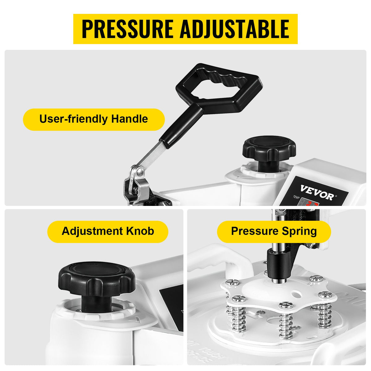 VEVOR kuumpress 30 × 38 cm 5-in-1, 1250 W, 360° pööratav, jalatsitele, mütsidele ja T-särkidele, valge