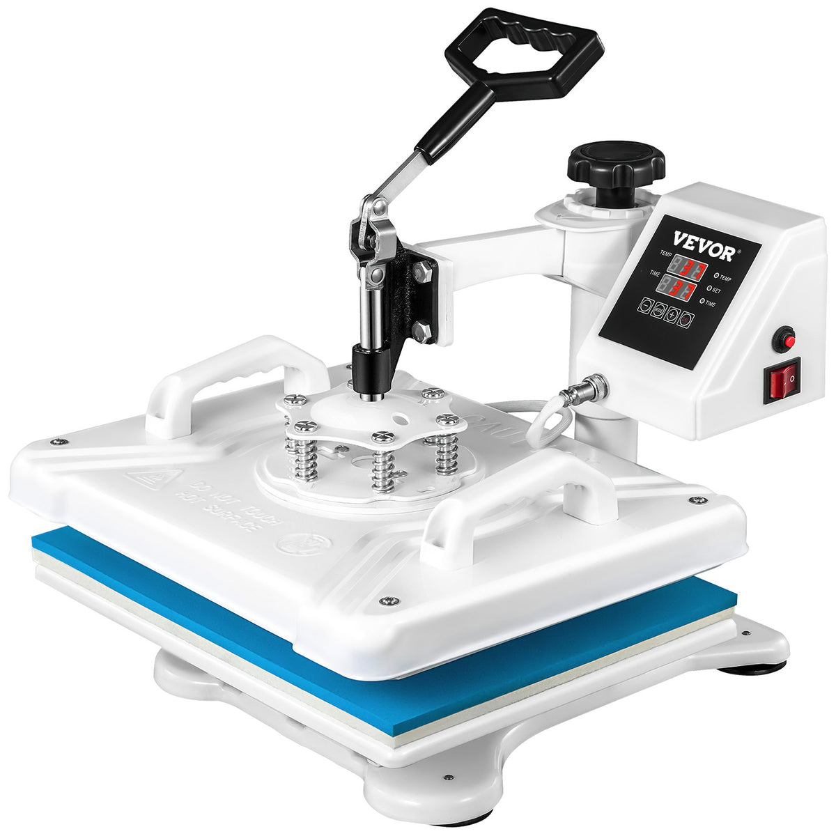 VEVOR kuumpress 30 × 38 cm 5-in-1, 1250 W, 360° pööratav, jalatsitele, mütsidele ja T-särkidele, valge
