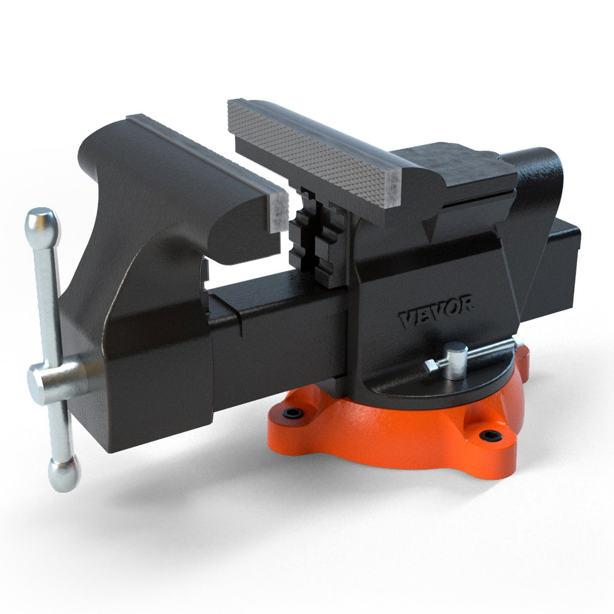 VEVOR 15.24 cm Bench Vise with Lock, 360° Rotating Base, Durable Cast Iron