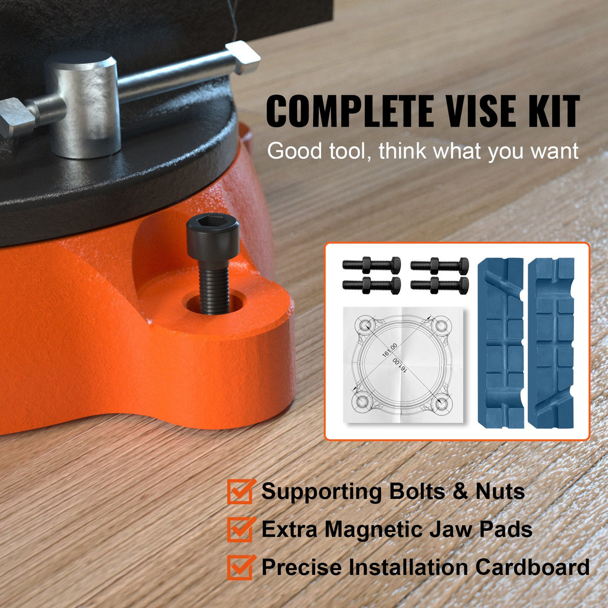 VEVOR 15.24 cm Bench Vise with Lock, 360° Rotating Base, Durable Cast Iron