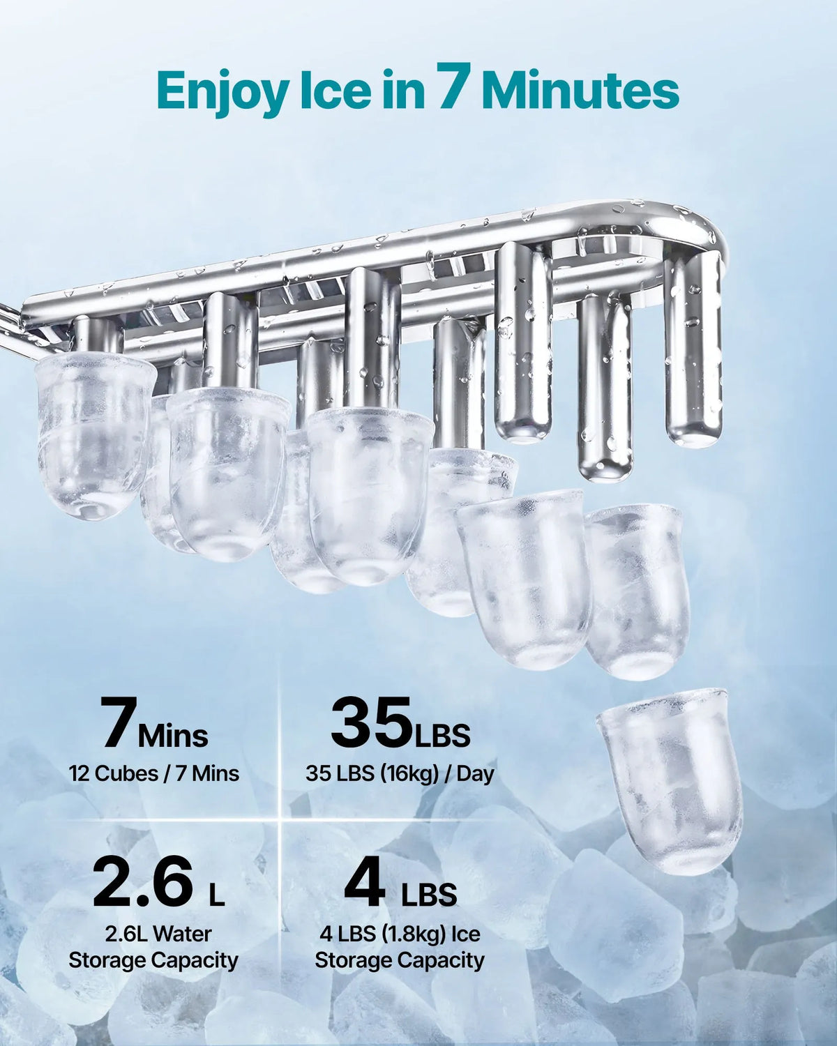 VEVOR Tabletop Water Dispenser with Ice Maker 3-in-1, 16 kg/24 h, Bullet and Crushed Ice, Cold Water