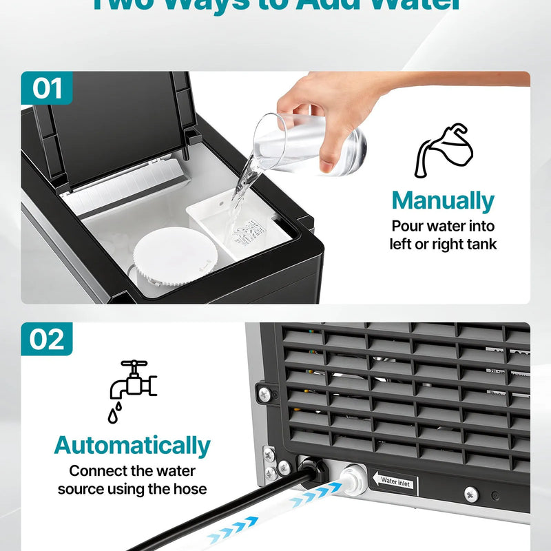 VEVOR galda ūdens dozators ar ledus automātu, 3-in-1, 16 kg/24 h ledus ražošana, 12 ledus gabaliņi 7 minūtēs, 1,8 kg uzglabāšanas ietilpība, lodīšu un sasmalcināts ledus, auksts ūdens, mājai un virtuvei