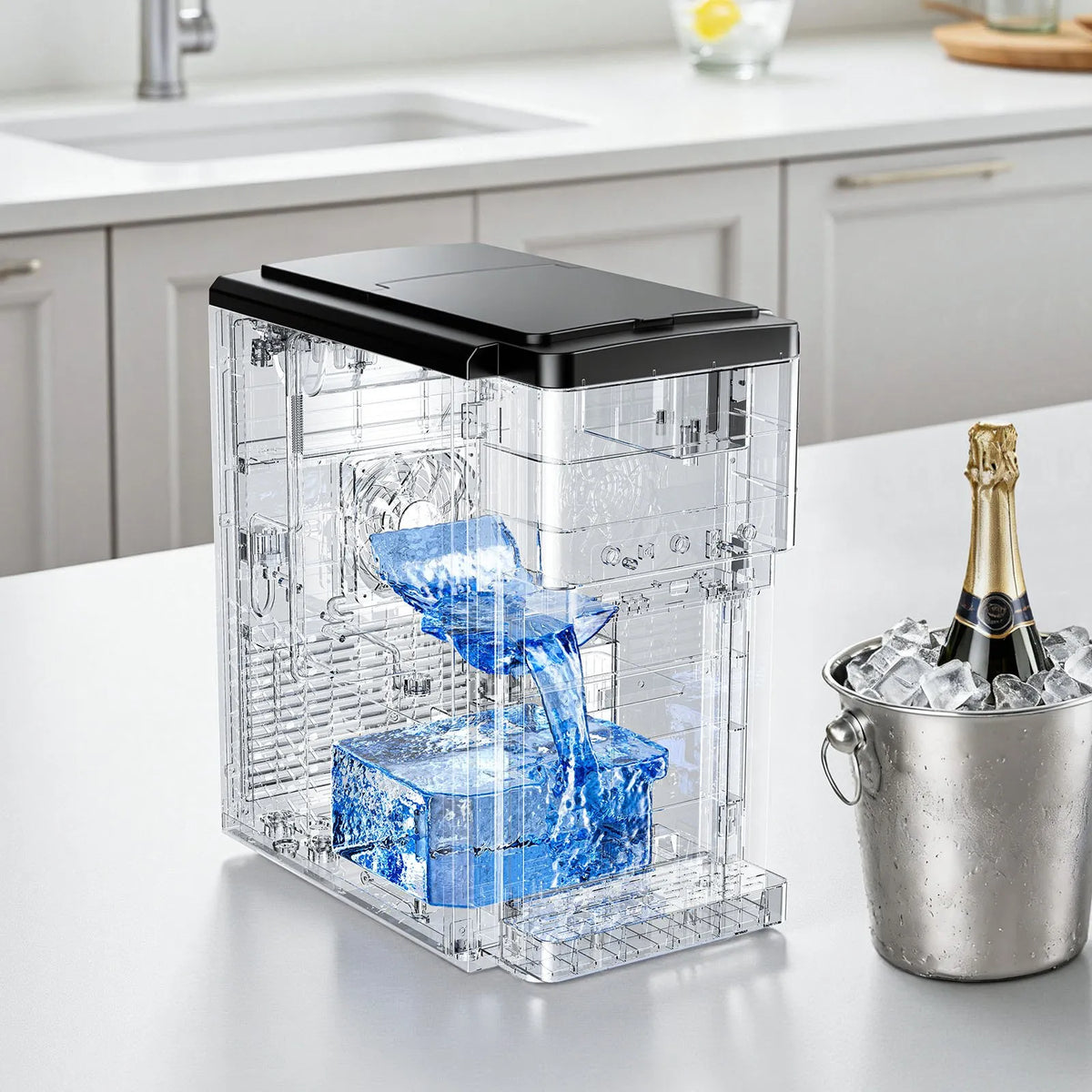VEVOR Tabletop Water Dispenser with Ice Maker 3-in-1, 16 kg/24 h, Bullet and Crushed Ice, Cold Water