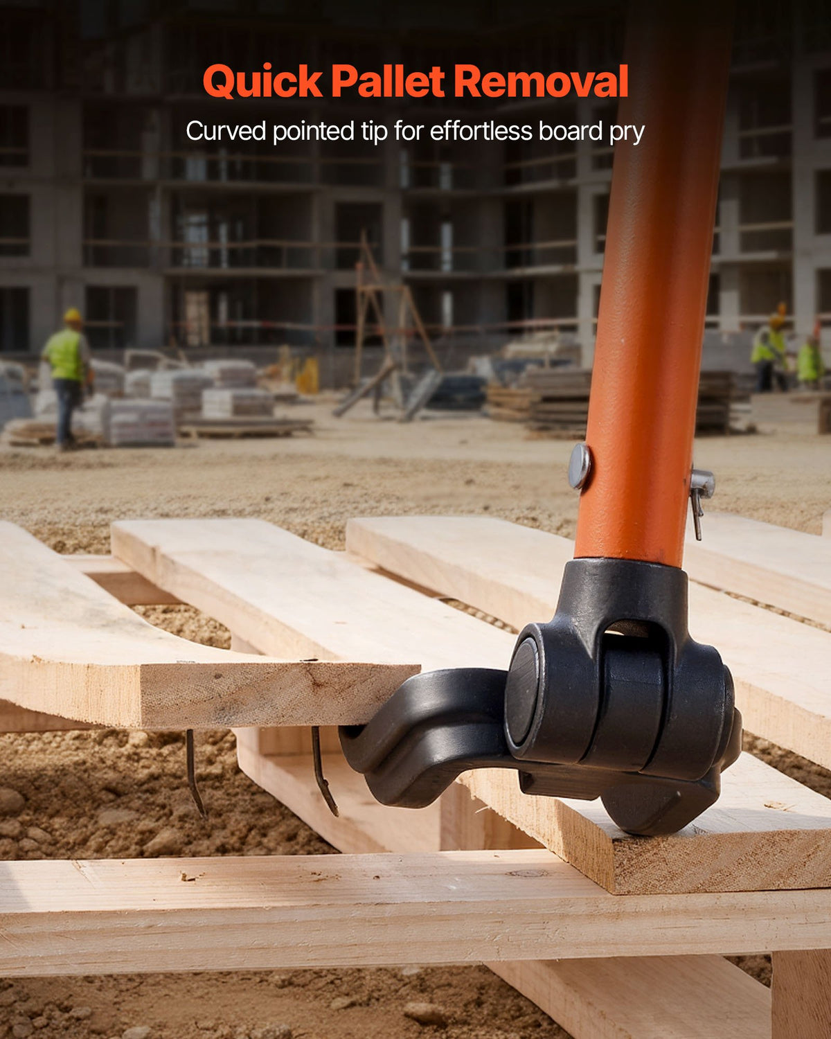 VEVOR Pallet Buster Demolition Tool, 1.1 m Carbon Steel Handle, 907 kg Load Capacity, Reinforced Instrument for Floor, Frame, Roof and Cladding Removal