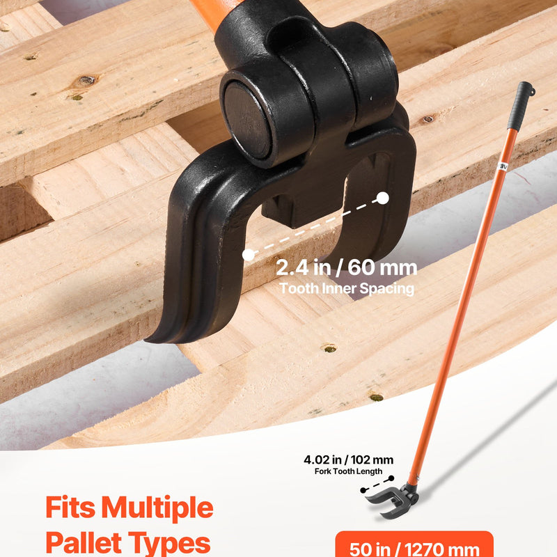 VEVOR Paletes dēļu demontāžas lauznis, 1,1 m oglekļa tērauda rokturis, nestspēja 907 kg, pastiprināts instruments grīdas, karkasa, jumta un apdares demontāžai