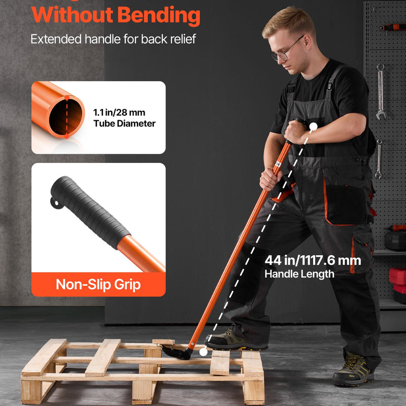 VEVOR Paletes dēļu demontāžas lauznis, 1,1 m oglekļa tērauda rokturis, nestspēja 907 kg, pastiprināts instruments grīdas, karkasa, jumta un apdares demontāžai