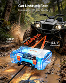 VEVOR pārnēsājama elektriskā vinča 1587 kg, 12 V DC, ar sintētisko trosi, bezvadu un vadu tālvadību, atgūšanas komplektu, ATV/UTV bezceļiem
