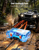 VEVOR pārnēsājama elektriskā vinča 2041 kg, 12 V DC, ar sintētisko trosi, bezvadu un vadu tālvadību, atgūšanas komplektu, ATV/UTV bezceļiem