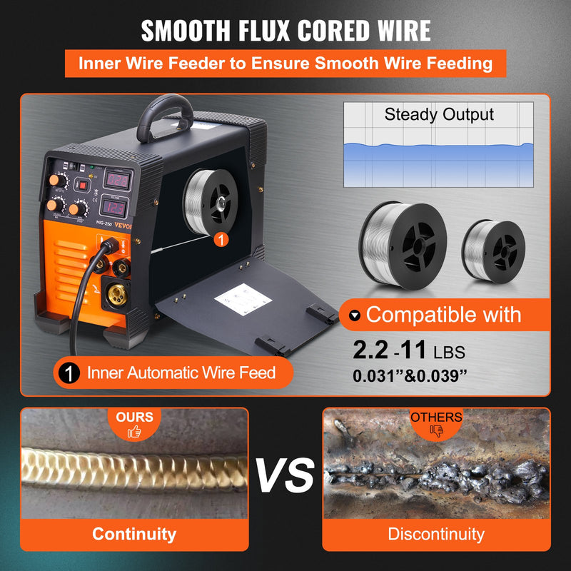 VEVOR MIG Metināšanas iekārta 250 Amp MIG LIFT TIG ARC Metināšanas iekārta 3-in-1 Metināšanas iekārta 220V LIFT TIG