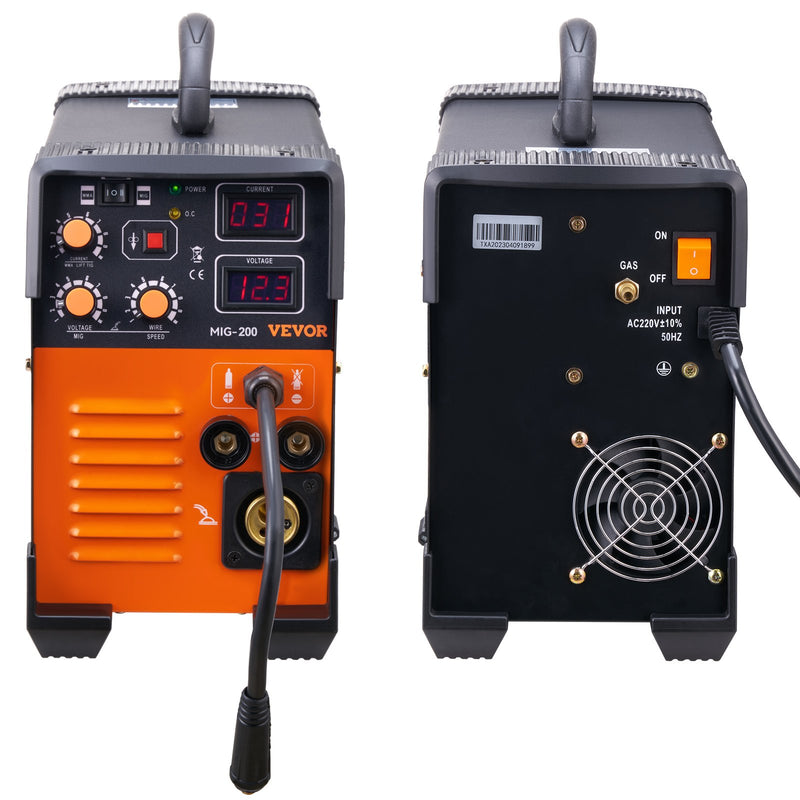 VEVOR MIG metināšanas aparāts 200 A, 3-in-1 MIG / Lift TIG / MMA (Stick) metināšanas iekārta, 220 V, ar IGBT līdzstrāvas invertoru un digitālo displeju