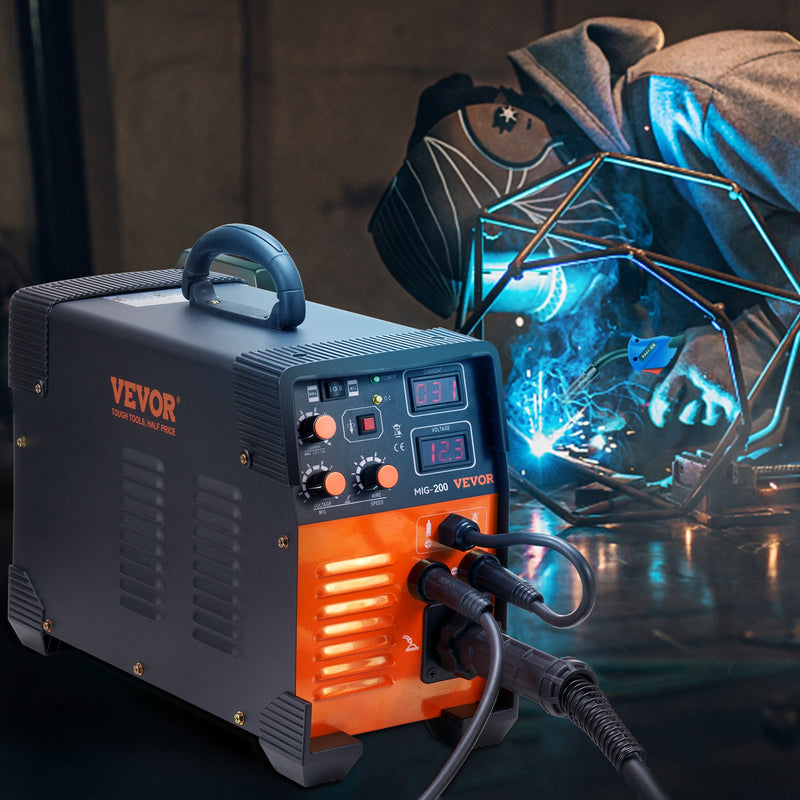 VEVOR MIG metināšanas aparāts 200 A, 3-in-1 MIG / Lift TIG / MMA (Stick) metināšanas iekārta, 220 V, ar IGBT līdzstrāvas invertoru un digitālo displeju
