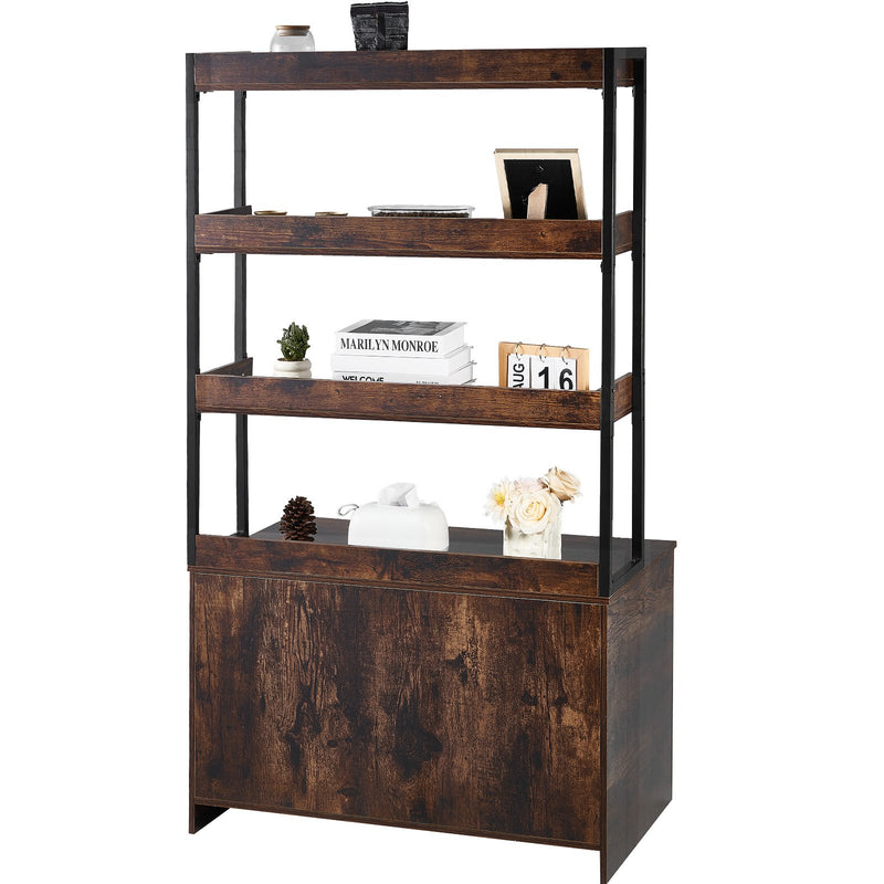 VEVOR kaķu tualetes skapītis ar 3 plauktiem, 85 × 49 × 149 cm, tumši brūns