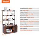 VEVOR kaķu tualetes skapītis ar 3 plauktiem, 85 × 49 × 149 cm, tumši brūns