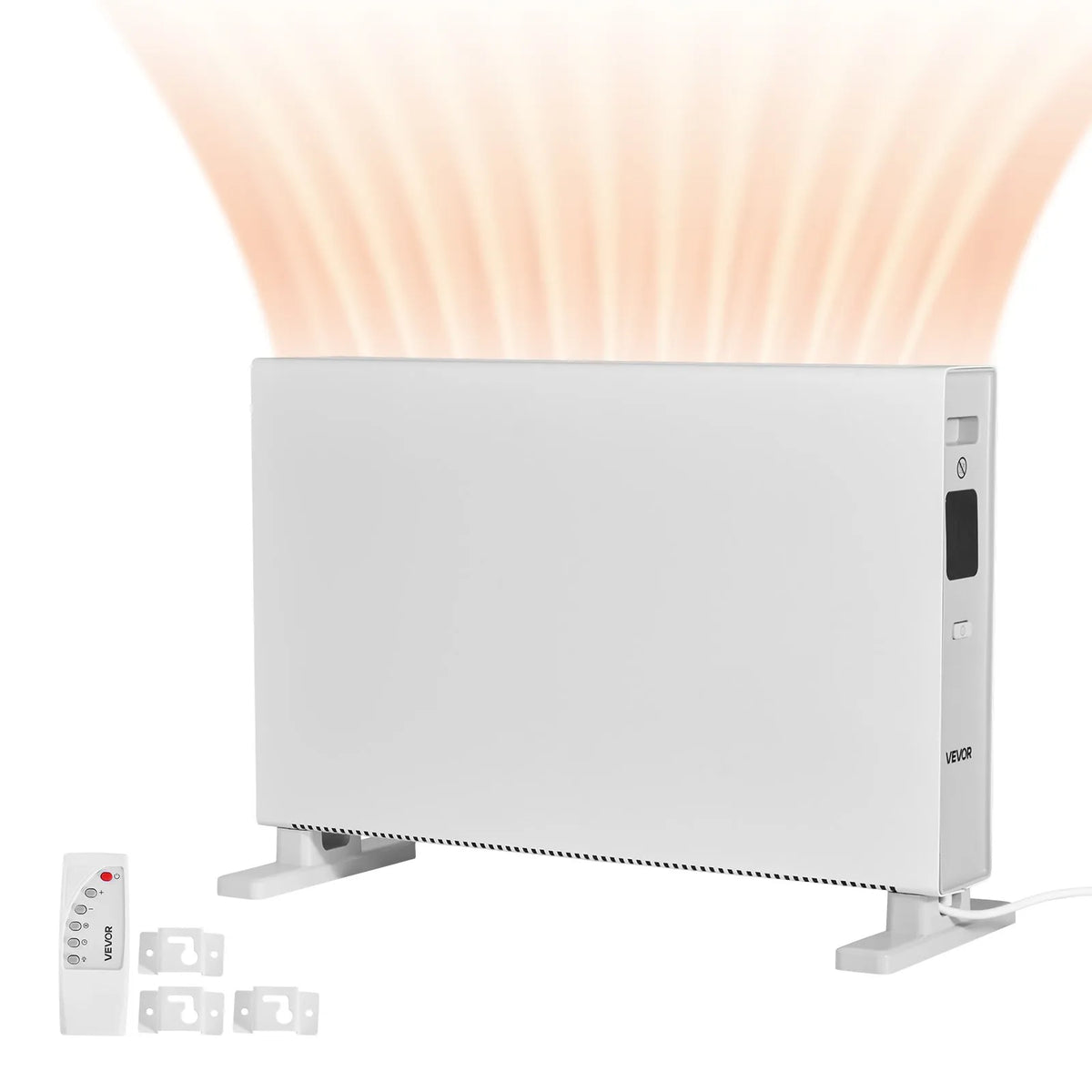 Convection Panel Heater 2000 W, Electric Room Heater with Remote Control and Touch Display, 3 Modes, 24 h Timer, Freestanding or Wall-Mounted, Tip-Over and Overheat Protection, for Home and Office