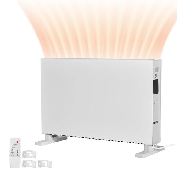 Konvekcijas paneļu sildītājs 2000 W, elektriskais telpu sildītājs ar tālvadības pulti un skārienvadību, 3 režīmi, 24 h taimeris, novietojams uz statīva vai stiprināms pie sienas, ar aizsardzību pret apgāšanos un pārkaršanu, mājai un birojam