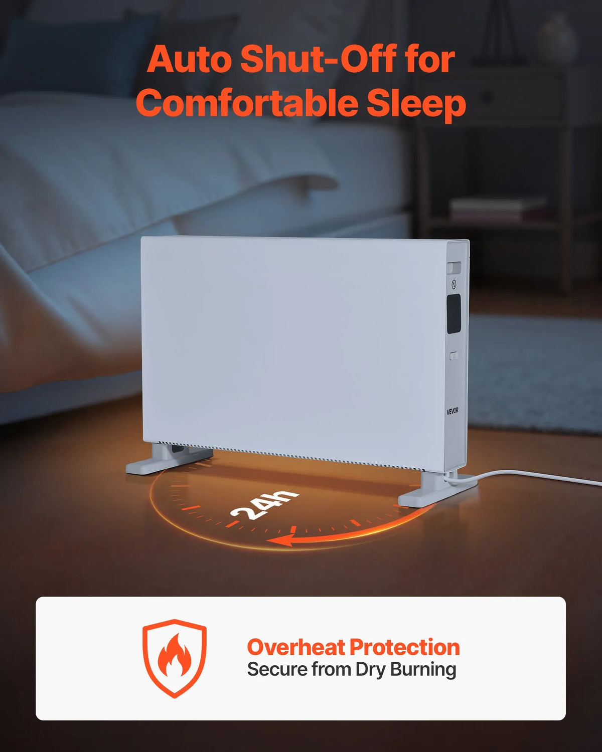 Convection Panel Heater 2000 W, Electric Room Heater with Remote Control and Touch Display, 3 Modes, 24 h Timer, Freestanding or Wall-Mounted, Tip-Over and Overheat Protection, for Home and Office