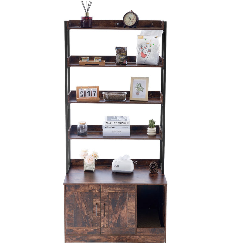 VEVOR slēptā kaķu tualetes kaste –  koka, mēbele ar 4 plauktiem