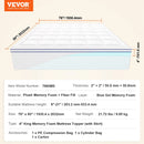 VEVOR matrača virsmatracis King izmērs 1930 x 2032 x 101,6 mm ar atmiņas putām un šķiedru pildījumu 101,6 mm biezums - ZEMLETES.LV