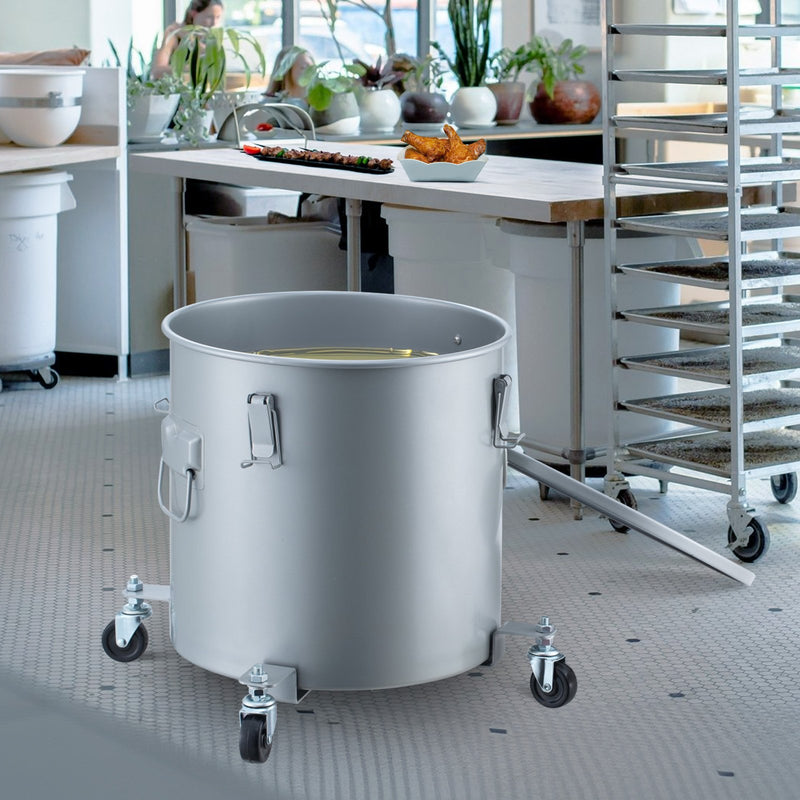 VEVOR eļļas savākšanas konteiners, 60,5 L, ar ritenīšu pamatni, vāku, fiksatoriem un filtra maisu - karstās cepamās eļļļas filtrēšanai, pelēks, ar pretrūsas pārklājumu