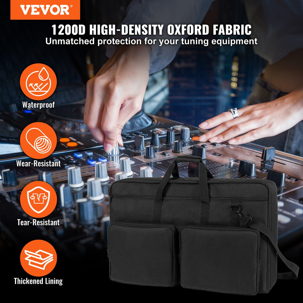VEVOR polsterēta DJ miksera soma 83 × 22 × 52 cm, 1200D, ar plecu siksnu