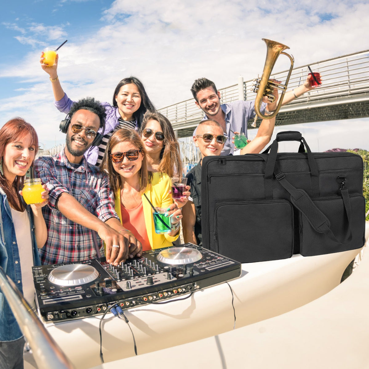 VEVOR polsterēta DJ miksera soma 83 × 22 × 52 cm, 1200D, ar plecu siksnu