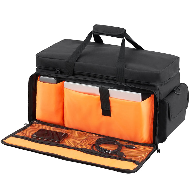 VEVOR DJ kabeļu soma, 1200D Oxford audums, ar 9 izņemamiem nodalījumiem, pleca siksnu (1,5 m), plastmasas pamatni, 60 × 30 × 32 cm, DJ aprīkojumam un mūzikas aksesuāriem