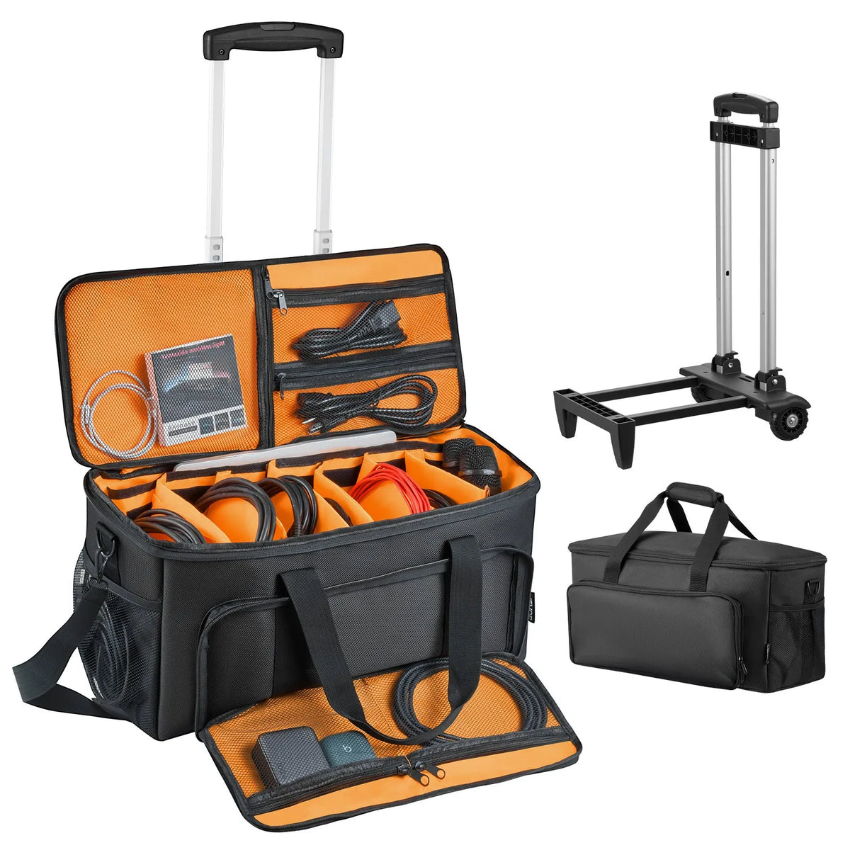 VEVOR DJ Cable Bag with Wheels, 1680D, 6 Removable Compartments, Music Equipment Storage