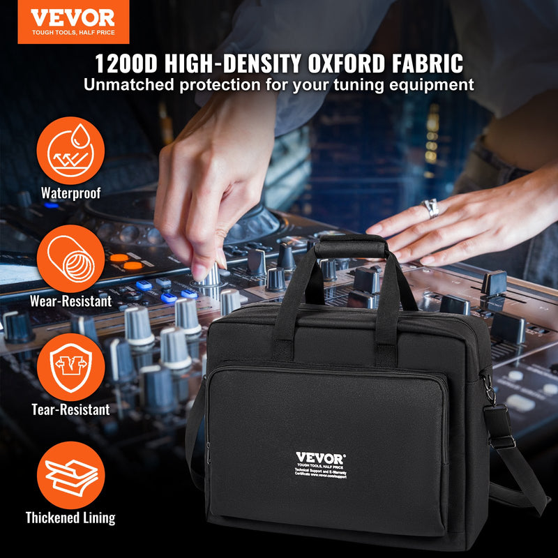 VEVOR polsterēta DJ miksera soma, 1200D Oxford audums, 1,5 m noņemama pleca siksna, 10 mm polsterējums, 490 × 220 × 390 mm uzglabāšanas soma DJ kontrolierim ar kabatu