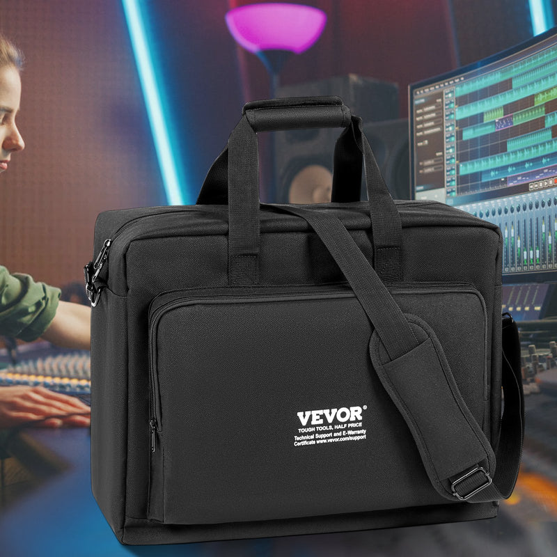 VEVOR polsterēta DJ miksera soma, 1200D Oxford audums, 1,5 m noņemama pleca siksna, 10 mm polsterējums, 490 × 220 × 390 mm uzglabāšanas soma DJ kontrolierim ar kabatu
