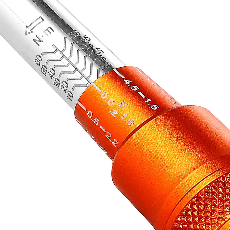 Griezes momenta atslēgu komplekts 5-60 N-m, divvirzienu, 72 zobu, ±3 % precizitāte, ar uzgaļiem un adapteri, oranžs