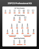 Griezes momenta atslēgu komplekts 5-60 N-m, divvirzienu, 72 zobu, ±3 % precizitāte, ar uzgaļiem un adapteri, oranžs