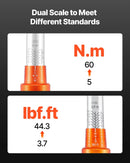 Griezes momenta atslēgu komplekts 5-60 N-m, divvirzienu, 72 zobu, ±3 % precizitāte, ar uzgaļiem un adapteri, oranžs