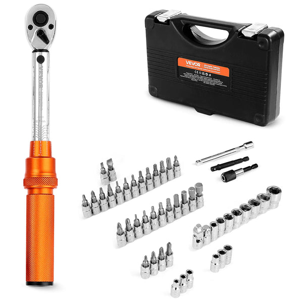 Klikšķa momentatslēgu komplekts, 6,35 mm, 2,3–27,1 Nm, oranža